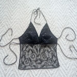 Vintage 90s Y2K Backless Beaded Fairy Halter